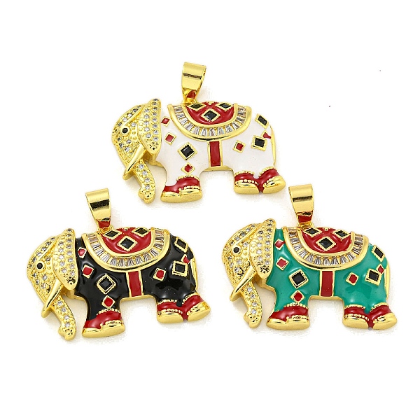 

PandaHall Brass Micro Pave Clear Cubic Zirconia Pendant, with Enemal, Real 18K Gold Plated, Elephant, Mixed Color, 22.5x33.5x6mm, Hole..., Multicolor