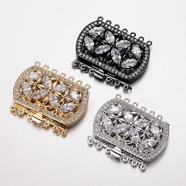 

PandaHall Brass Cubic Zirconia Box Clasps, Cadmium Free & Nickel Free & Lead Free, Rectangle, Mixed Color, 34x43x12mm, Hole: 1.5mm...
