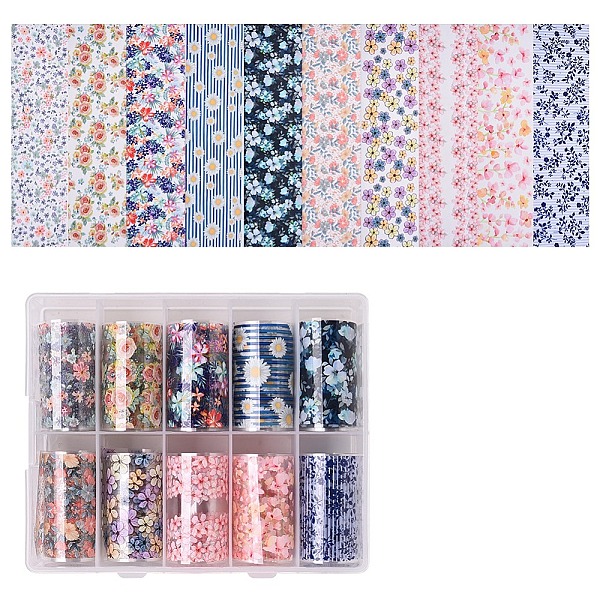 

PandaHall Nail Art Transfer Stickers, Nail Decals, DIY Nail Tips Decoration for Women, Flower Pattern, Mixed Color, 40mm, anout 1m/roll..., Multicolor