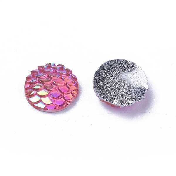 

PandaHall Resin Cabochons, Flat Round with Mermaid Fish Scale, Magenta, 12x3mm Resin Flat Round Pink