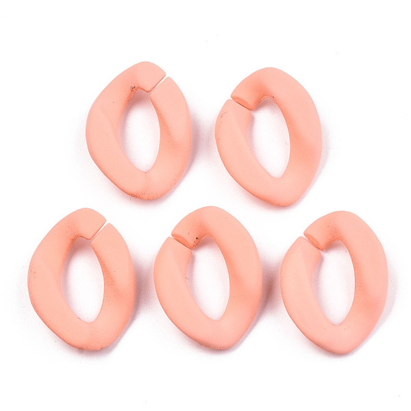 

PandaHall Opaque Spray Painted Acrylic Linking Rings, Quick Link Connectors, for Curb Chains Making, Twist, Light Salmon, 23x17x4.5mm, Inner...