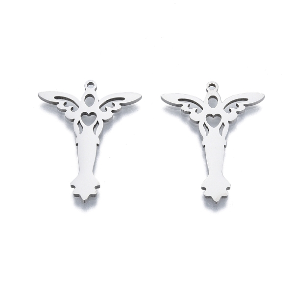 

PandaHall 201 Stainless Steel Pendant, Angel, Stainless Steel Color, 32.5x25x1.5mm, Hole: 1.6mm 201 Stainless Steel Angel & Fairy