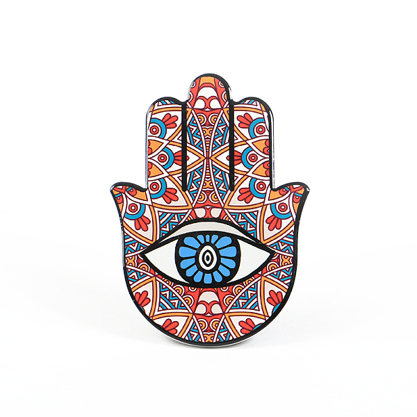 PandaHall Porcelain Cup Mats, Coasters, with Anti-slip Cork Bottom, Water Absorption Heat Insulation, Hamsa Hand/Hand of Miriam with Eye...