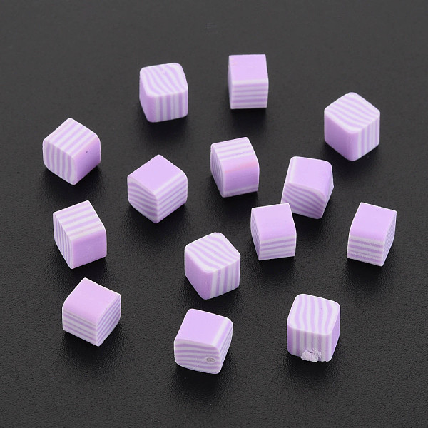

PandaHall Handmade Polymer Clay Beads, No Hole, Cube, Plum, 5~5.5x5~5.5x4~5mm, about 5500pcs/1000g Polymer Clay Cube Purple