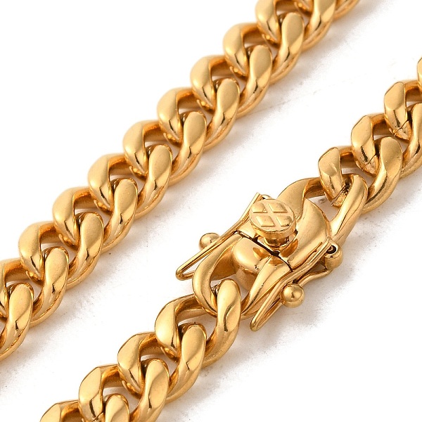 Ion Plating(IP) 304 Stainless Steel Cuban Link Chain Necklaces for Men