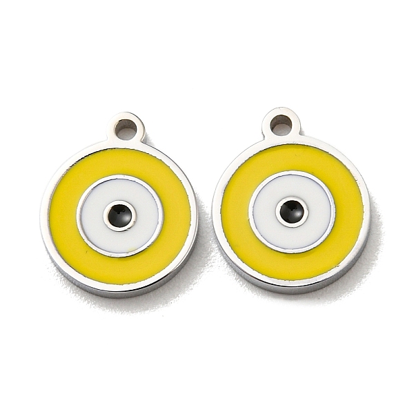 

PandaHall 304 Stainless Steel Charms, with Enamel, Evil Eye Charms, Stainless Steel Color, Gold, 10x8x1mm, Hole: 1mm Stainless Steel+Enamel...
