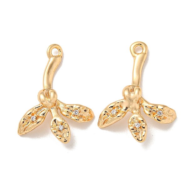 

PandaHall Brass Micro Pave Clear Cubic Zirconia Pendants, Leaf, Real 18K Gold Plated, 20x14x5mm, Hole: 1.5mm Brass+Cubic Zirconia Leaf Clear