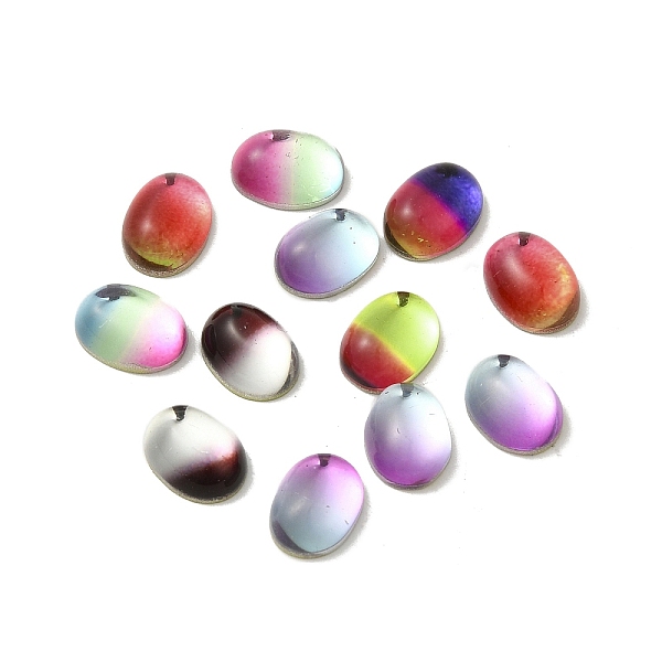 

PandaHall Glass Cabochons, Oval, Mixed Color, 8x6x3~3.5mm Glass Oval Multicolor