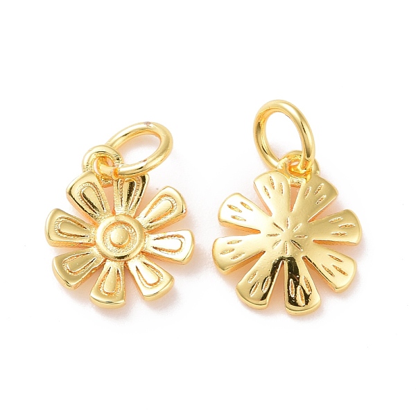 

PandaHall Brass Charms, with Jump Ring, Cadmium Free & Lead Free, Flower, Real 18K Gold Plated, 11x9x2mm, Hole: 3mm Brass Flower