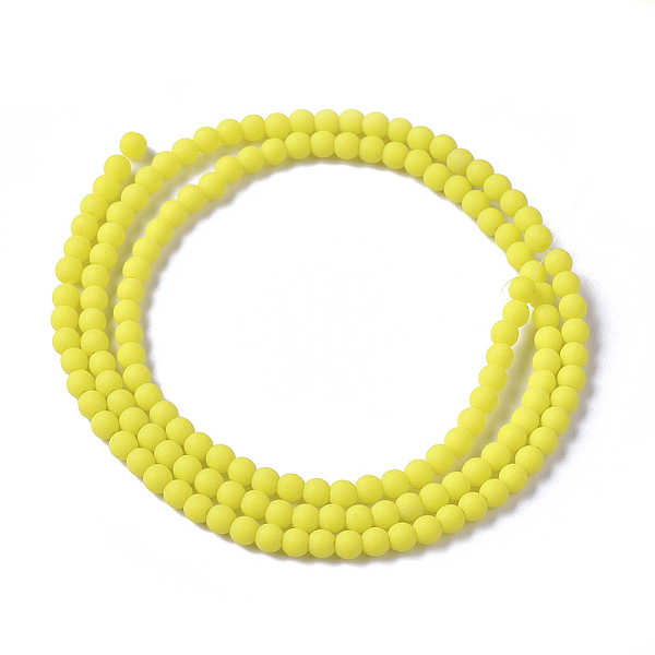 

PandaHall Frosted Opaque Glass Bead Strands, Round, Yellow, 2.5~3mm, Hole: 0.7mm, about 150pcs/strand, 15.35 inch(39cm) Glass Round Yellow