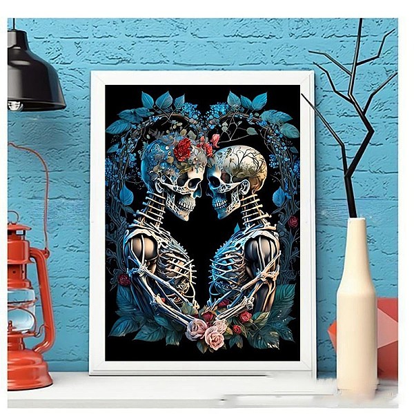 

PandaHall DIY Diamond Painting Stickers Kits For Kids, including Resin Rhinestone, Diamond Sticky Pen, Tray Plate, Glue Clay, Skull...