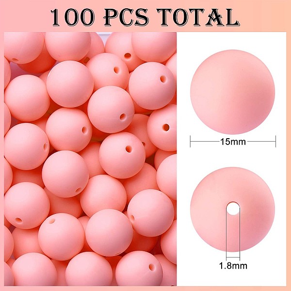 100Pcs Silicone Bea… - image