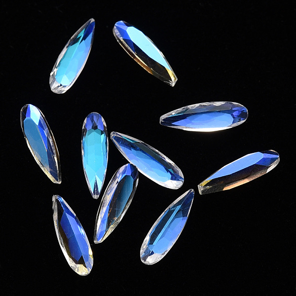 

PandaHall Teardrop Transparent Glass Cabochons, Nail Art Decoration Accessories, Faceted, Goldenrod, 10x3x2.5mm Glass Teardrop Gold