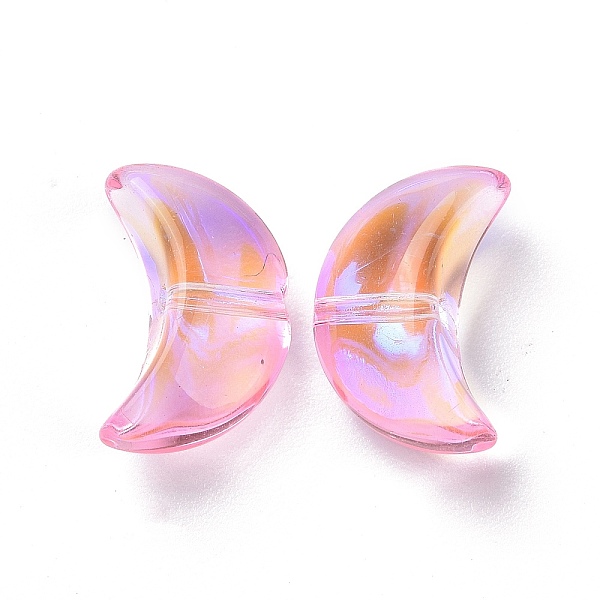 

PandaHall Transparent Electroplate Glass Beads, AB Color Plated, Moon, Pearl Pink, 14x9x6.5mm, Hole: 1.2mm Glass Moon