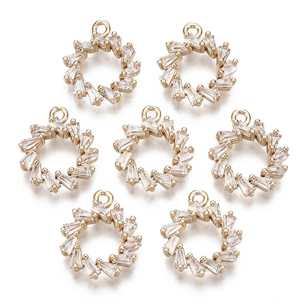 

PandaHall Brass Micro Pave Cubic Zirconia Pendants, Long-Lasting Plated, Ring, Light Gold, Clear, 15x13x3mm, Hole: 1.4mm Brass+Cubic...