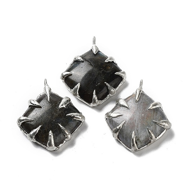

PandaHall Natural Labradorite Pendants, Rack Plating Brass Rhombus Charms, Manual Soldering, Cadmium Free & Lead Free, Platinum...