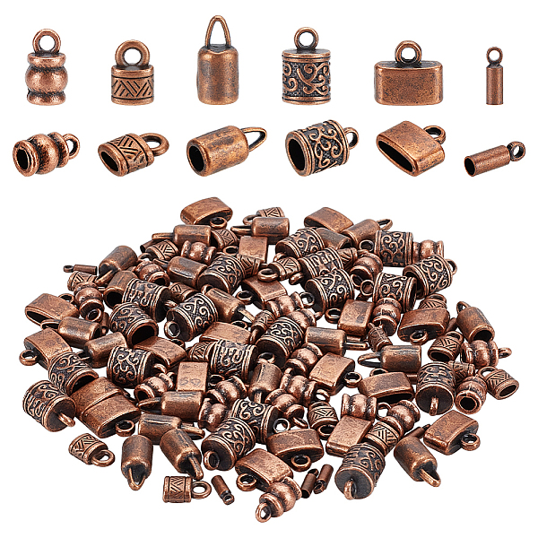 

PandaHall 120 Pcs 6 Styles Tibetan Style Cord Ends Caps, Column/Barrel Alloy Leather End Caps Tassel End Cap for DIY Bracelet Kumihimo...