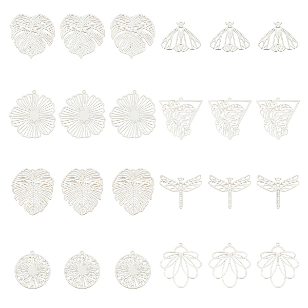

PandaHall DICOSMETIC 80Pcs 8 Style 201 Stainless Steel Filigree Pendants, Etched Metal Embellishments, Mixed Shapes, Stainless Steel Color...