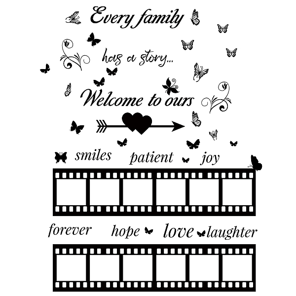 

PandaHall PVC Wall Stickers, Rectangle with Butterfly & Word Pattern, for Home Living Room Bedroom Decoration, Black, 200x290mm, 4pcs/set...
