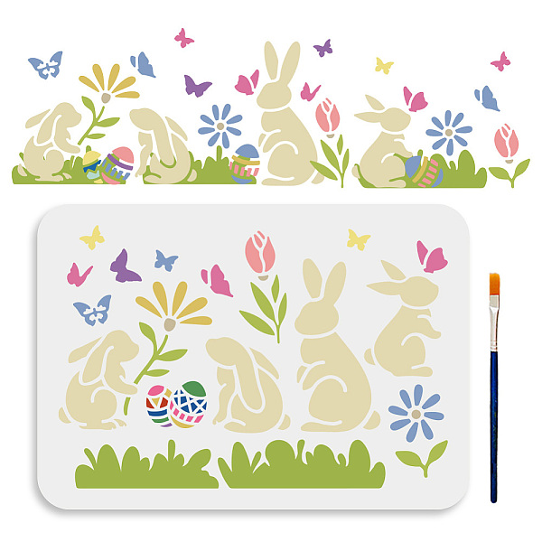 

PandaHall MAYJOYDIY US 1Pc Easter PET Hollow Out Drawing Painting Stencils, with 1Pc Art Paint Brushes, for DIY Scrapbook, Photo Album...