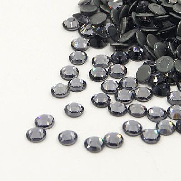 PandaHall Glass Hotfix Rhinestone, Grade AA, Flat Back & Faceted, Half Round, Black Diamond, SS30, 6.3~6.5mm, about 288pcs/bag Glass...