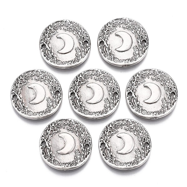 

PandaHall Alloy Links Connectors, Flat Round with Moon, Cadmium Free & Nickel Free & Lead Free, Thailand Sterling Silver Plated, 22x2mm...