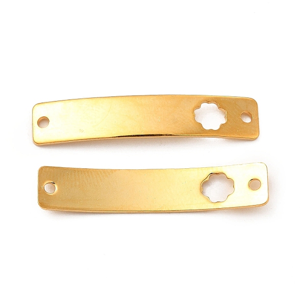 

PandaHall 201 Stainless Steel Connector Charms, Real 24K Gold Plated, Curved Rectangle Links, Clover Pattern, 30x6x0.8mm, Hole: 1.4mm 201...