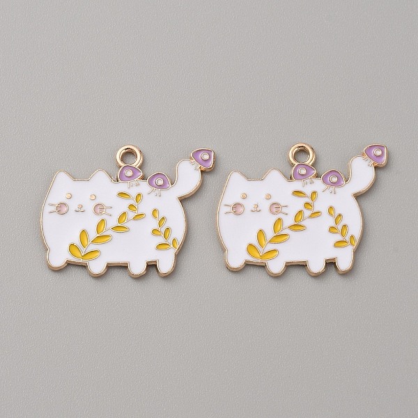 

PandaHall Golden Plated Alloy Enamel Pendants, Cat Shape, 21x26x1mm, Hole: 1.8mm Alloy+Enamel Cat Shape