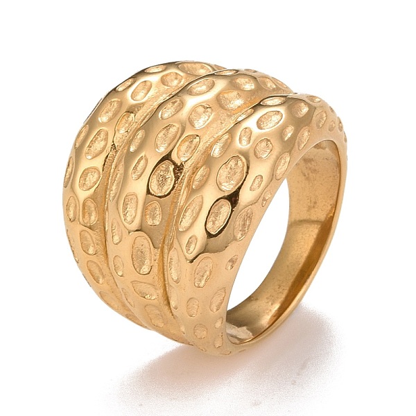 

PandaHall Ion Plating(IP) 304 Stainless Steel Textured Chunky Finger Ring for Women, Golden, US Size 7 1/4(17.5mm) 304 Stainless Steel