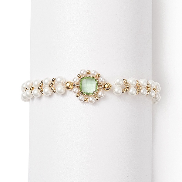 

PandaHall Glass & Shell Pearl Bead Bracele, Dainty Braided Beaded Bracelet for Women, Light Green, 7-1/2 inch(19cm) Shell Pearl