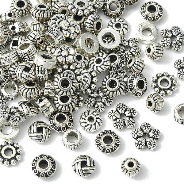 

PandaHall 100Pcs 10 Styles Tibetan Style Alloy Spacer Beads, Mixed Shapes, Antique Silver, 5~7x2~4mm, Hole: 1~3mm, 10pcs/style Alloy Mixed...