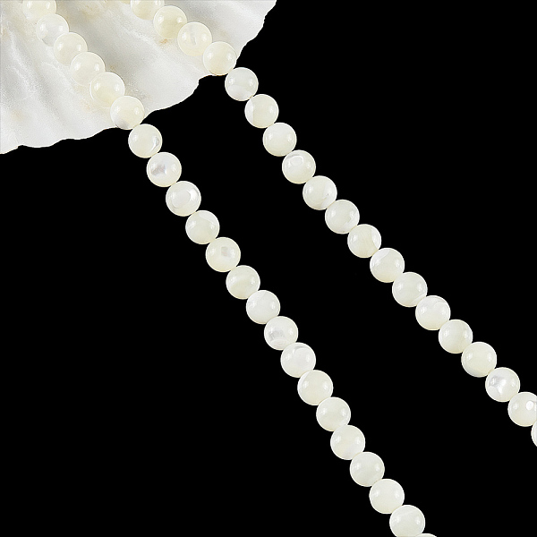 

PandaHall Natural Trochid Shell/Trochus Shell Beads Strands, Round, Antique White, 6mm, Hole: 1mm, about 65pcs/strand, 15.55''(39.5cm)...