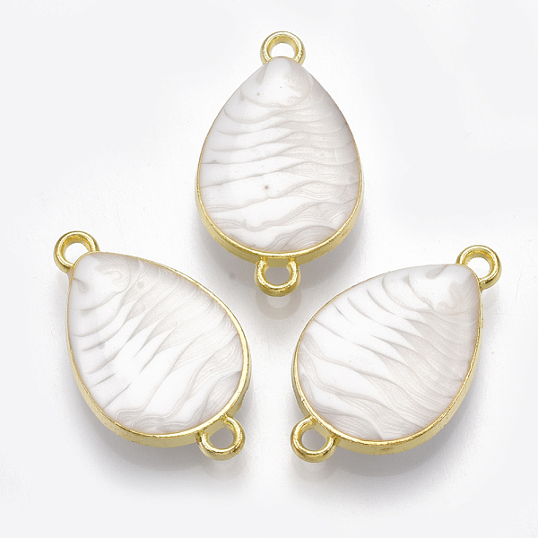 

PandaHall Alloy Double-sided Enamel Links connectors, teardrop, Light Gold, White, 26x15x6mm, Hole: 1.8mm Alloy+Enamel Teardrop White
