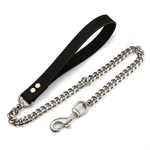 

PandaHall 304 Stainless Steel Chains, with Zinc Alloy Clasp and Cowhide, Black, 83x2.3cm 304 Stainless Steel Black