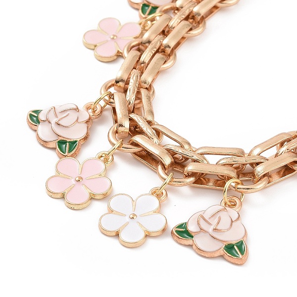 

PandaHall Alloy Enamel Peony Flower Link Purse Strap Extenders, with Iron Chain & Lobster Claw Clasp, Lavender Blush, 24.7cm Alloy+Enamel..., Multicolor