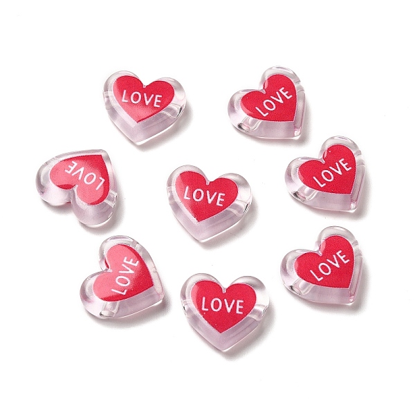 

PandaHall Printed Transparent Acrylic Beads, Heart with LOVE, Deep Pink, 17.5x20x5mm, Hole: 3mm Acrylic Heart