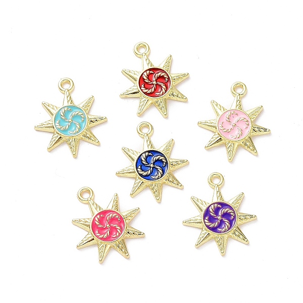 

PandaHall Alloy Enamel Pendants, Sun, Mixed Color, Golden, 23.5x20x2.5mm, Hole: 2mm Alloy+Enamel Sun Multicolor