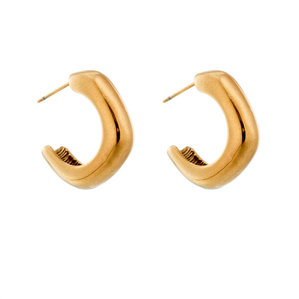 

PandaHall Minimalist Geometric Titanium Steel Stud Earrings for Men and Women, Golden, 24x21x6.5mm, Pin: 0.6mm Titanium Steel