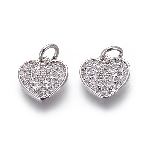 

PandaHall Brass Micro Pave Cubic Zirconia Charms, Lead Free & Cadmium Free, Clear, Heart, Platinum, 10.5x10.5x1.5mm, Hole: 3mm Brass+Cubic...