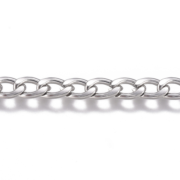 

PandaHall 201 Stainless Steel Chain, Curb Chain, Twisted Chain, Unwelded, Stainless Steel Color, 6x3.5x1.3mm 201 Stainless Steel