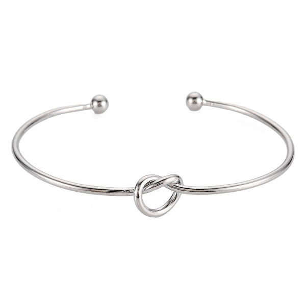 

PandaHall Knot Shape Cuff Bangle, Simple Wire Wrap Open Bangle for Girl Women, Stainless Steel Color, Inner Diameter: 2-5/8 inch(6.8cm) 304...