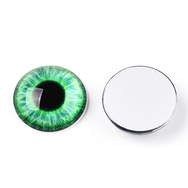 

PandaHall Glass Cabochons, Half Round with Eye, Medium Spring Green, 20x6.5mm Glass Half Round