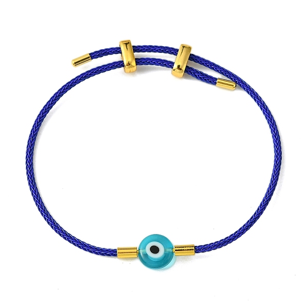 

PandaHall Lampwork Evil Eye & Brass Beaded Bangle, Stainless Steel Twist Rope Adjustable Bangles for Women, Deep Sky Blue, Inner Diameter...