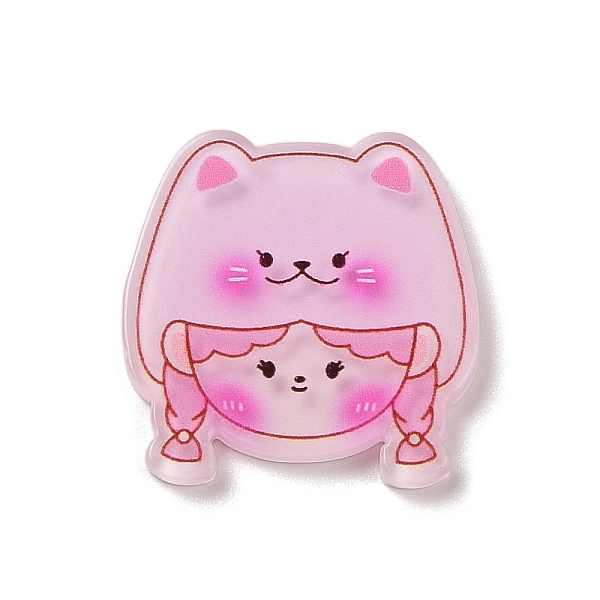 

PandaHall Cabochons Plastic Cabochons, Girl, Bear, 22.5x22x2mm Acrylic Bear Pink