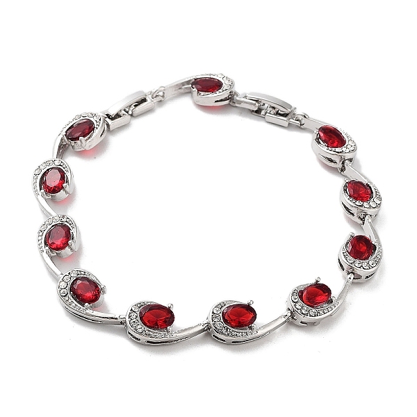 

PandaHall Platinum Alloy Teardrop Link Chain Bracelets, with Rhinestone, Light Siam, 8-1/4 inch(21cm), Link: 8.5mm Rhinestone Teardrop Red