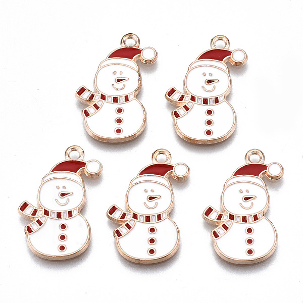

PandaHall Alloy Enamel Pendants, Cadmium Free & Lead Free, Christmas Snowman, Light Gold, White, 24x15x1.5mm, Hole: 1.8mm Alloy+Enamel Human...
