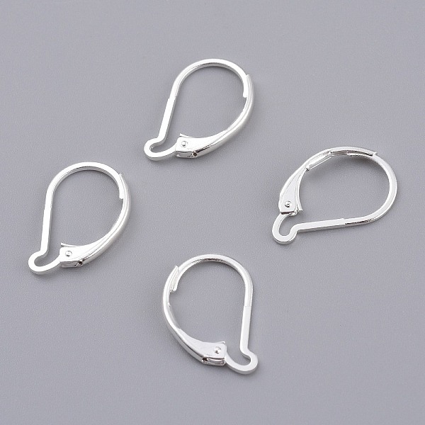 

PandaHall Brass Leverback Earring Findings, 925 Sterling Silver Plated, 15.5x10x1.5mm, Pin: 0.7mm Brass