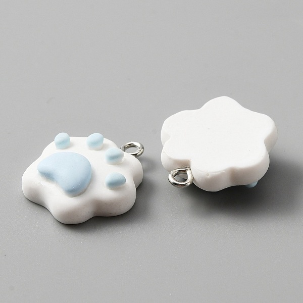 

PandaHall Opaque Resin Pendants, with Platinum Plated Iron Loops, Cat Claw Charm, Light Sky Blue, 20.5x19x6.5mm, Hole: 2mm Iron+Resin Others