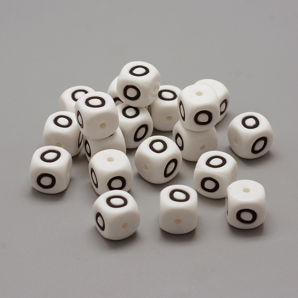 

PandaHall Food Grade Eco-Friendly Silicone Beads, Chewing Beads For Teethers, DIY Nursing Necklaces Making, Letter Style, Cube, Letter.O..., White