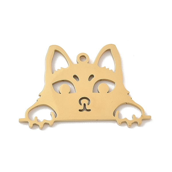 Pendentifs en acier inoxydable 304, breloque en forme de chat creux, or, 20x30x1.5mm, Trou: 1.5mm